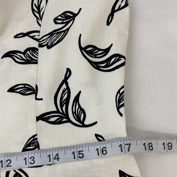 T Tahari Linen Blend Fit & Flare Sleeveless Dress Women's M Leaf Print White - Picture 11 of 13